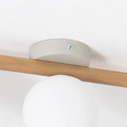 Estera taklampe, opalt glass, tre, 3 lyskilder