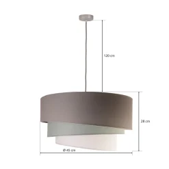 Euluna Trio hengelampe beige/akvamarin/écru Ø45cm