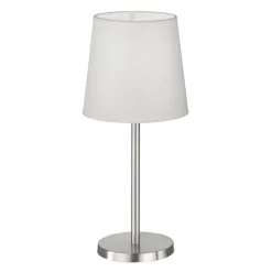 Eve bordlampe med stoffskjerm, matt nikkel/hvit