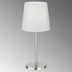 Eve bordlampe med stoffskjerm, matt nikkel/hvit