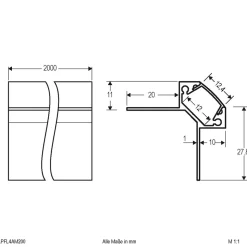 EVN APFL4, alum.-flise-hjø.prof. ute, 200cmx3,8cm