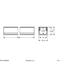 EVN APFLAT7 aluminiumprofil 200cm, U-profil, hvit