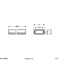 EVN APFLAT1 aluminium-profil 200cm U-profil, flat