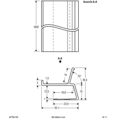 EVN APTBU alu.-profil rettet mot veggen, 100cm alu