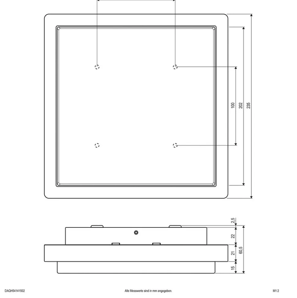 EVN LED utendørs taklampe Tectum, 23x23 cm, antrasitt, 150°, 150