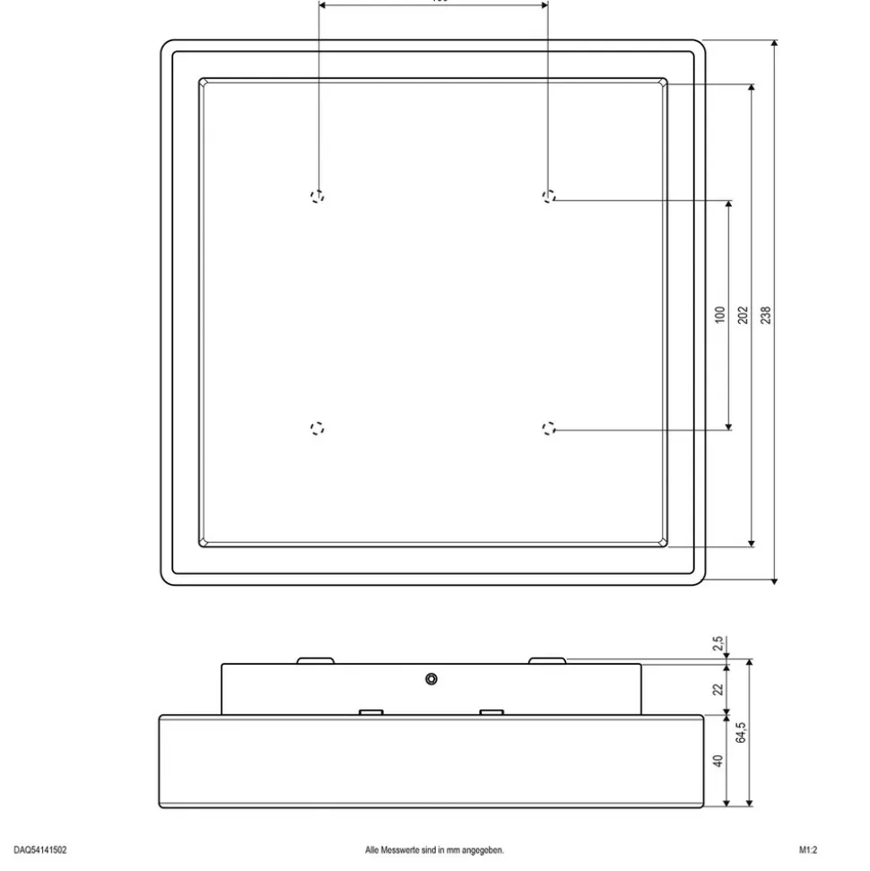 EVN LED utendørs taklampe Tectum, 24x24 cm, antrasitt, 110°, 110