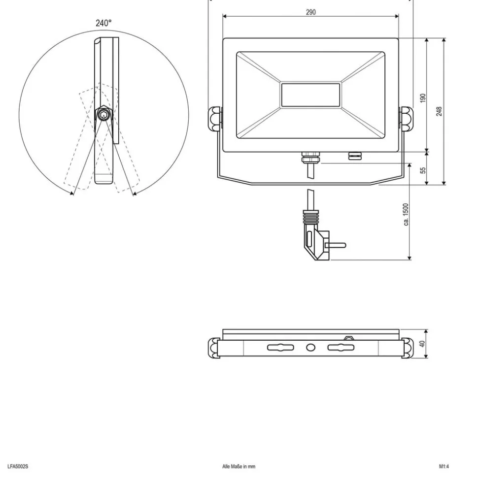 EVN LFA utendørs spot med sølvplugg 3000K 50W