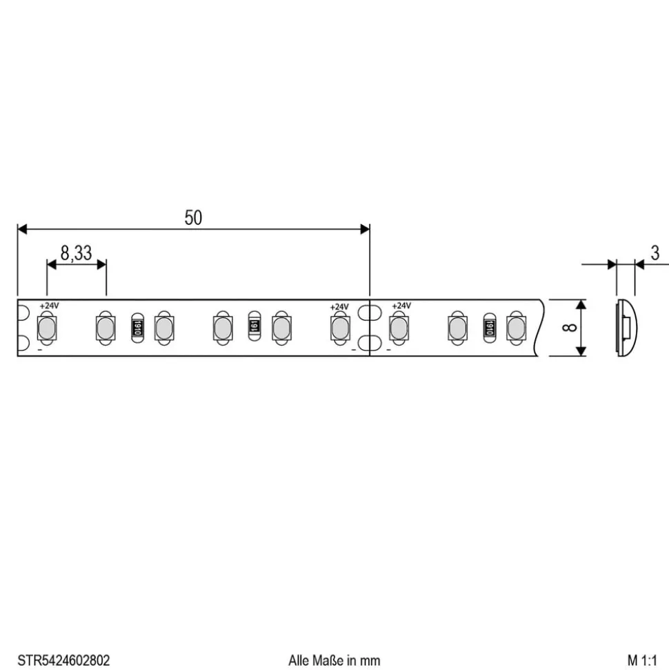 EVN STR5424 LED-stripe IP54 5m 48W 3 000K