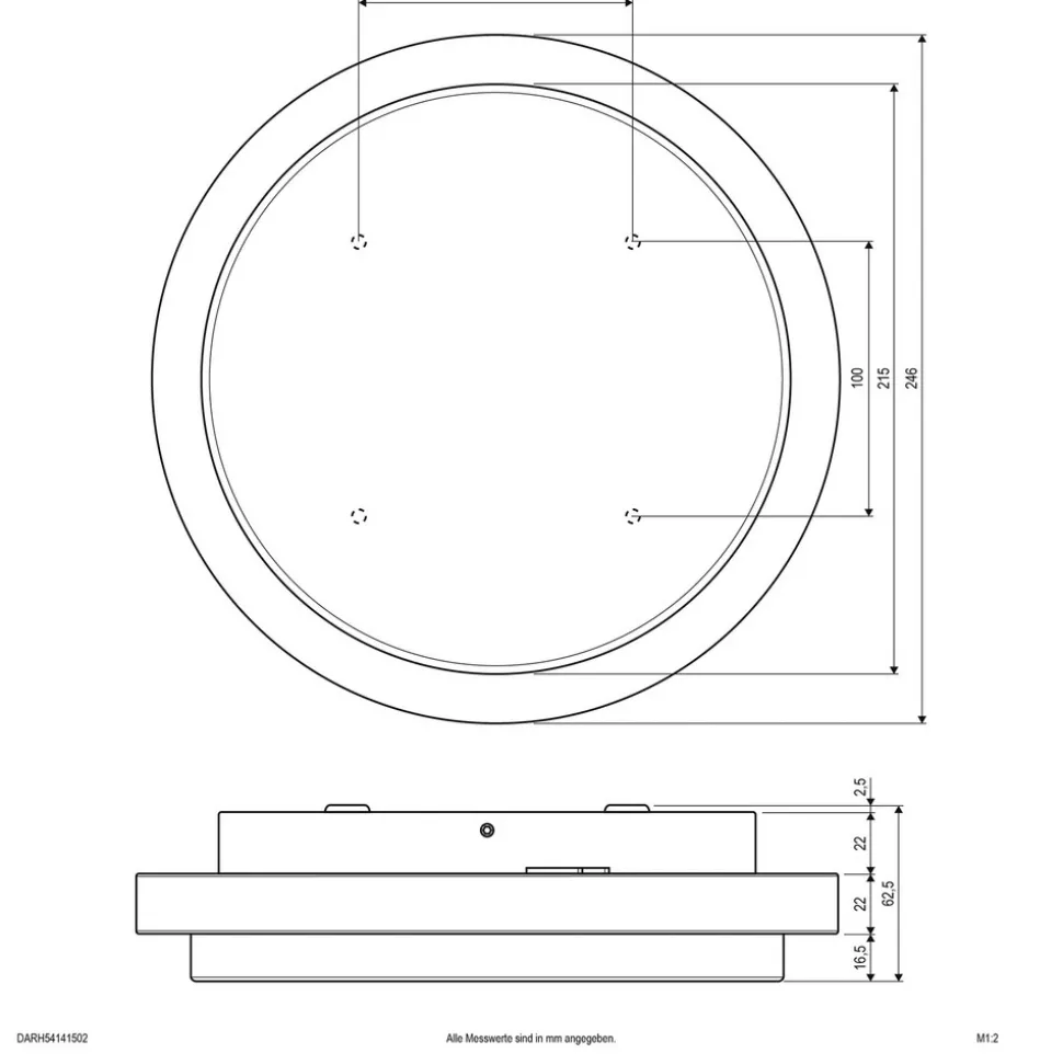 EVN Tectum LED utendørs taklampe, rund, Ø 24,6 cm
