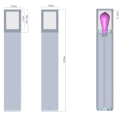 Facado II veilampe, høyde 65 cm, kantet, mørkegrå/opal