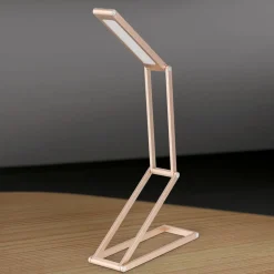 Falto LED oppladbar bordlampe, gullfarget, aluminium, justerbar