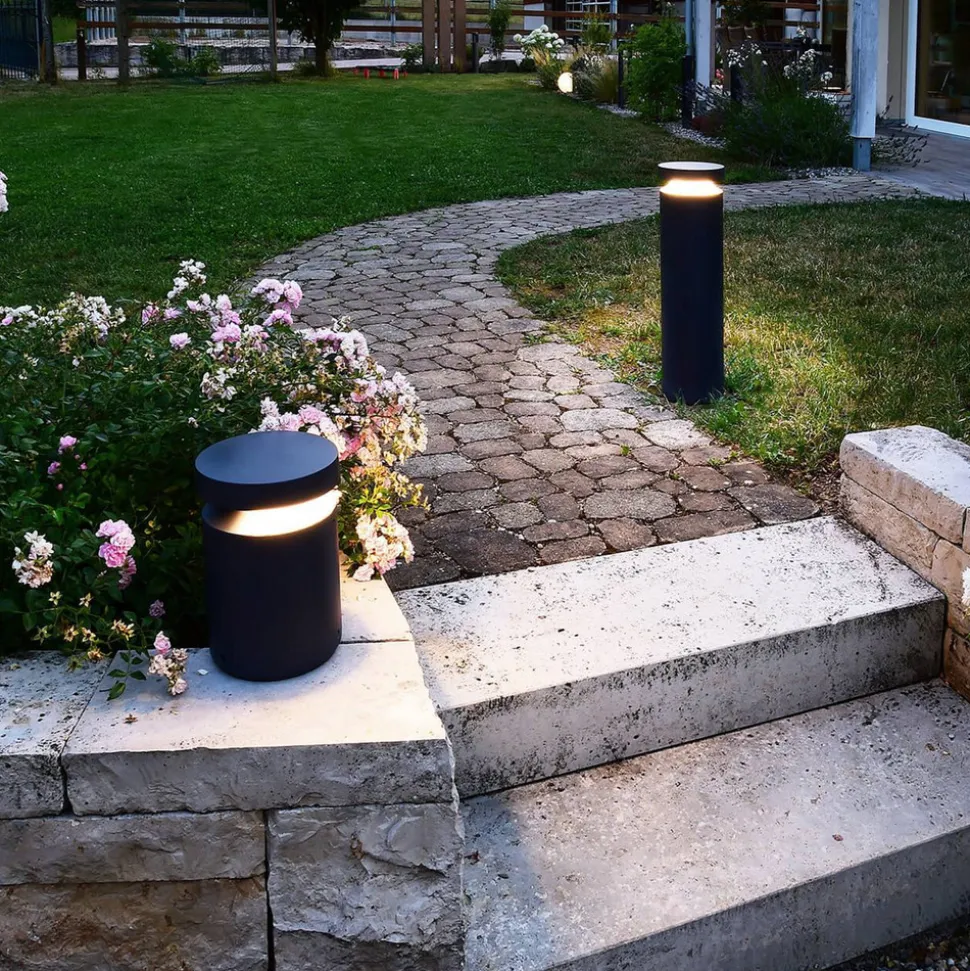 Faro LED-sokkellampe, høyde 25 cm, mørkegrå, DALI, 3 000K