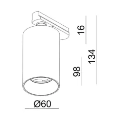 3-fase skinne Can, sølv, aluminium, GU10, svingbar montering