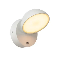 Finn LED-vegglampe, hvit, metall, IP54, dag/natt-sensor