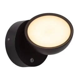 Finn LED-vegglampe, svart, IP54, dag/natt-sensor