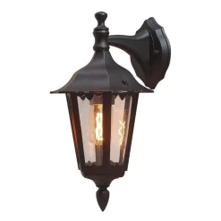 Firenze utendørs vegglampe, svart, fatning nederst, 36 cm