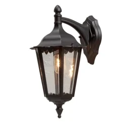 Firenze utendørs vegglampe, svart, fatning nederst, 48 cm