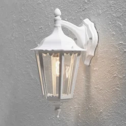Firenze utendørs vegglampe, hvit, fatning nederst, 48 cm