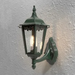 Firenze utendørs vegglampe, grønn, fatning øverst, 48 cm