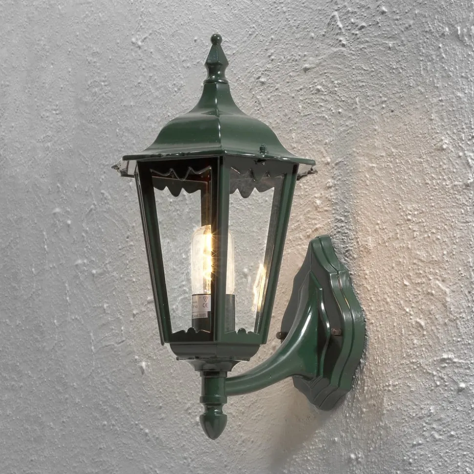 Firenze utendørs vegglampe, grønn, fatning øverst, 48 cm