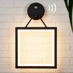 Firkantet LED-vegglampe Mirco med bevegelsessensor
