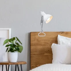 Fix-klemmelampe, metallskjerm, hvit