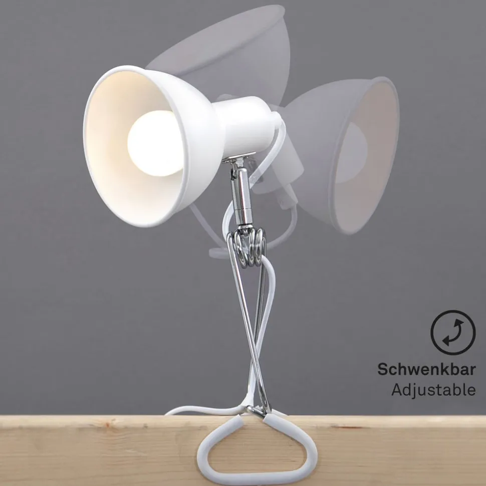 Fix-klemmelampe, metallskjerm, hvit