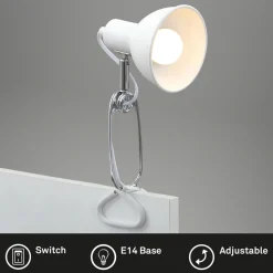 Fix-klemmelampe, metallskjerm, hvit