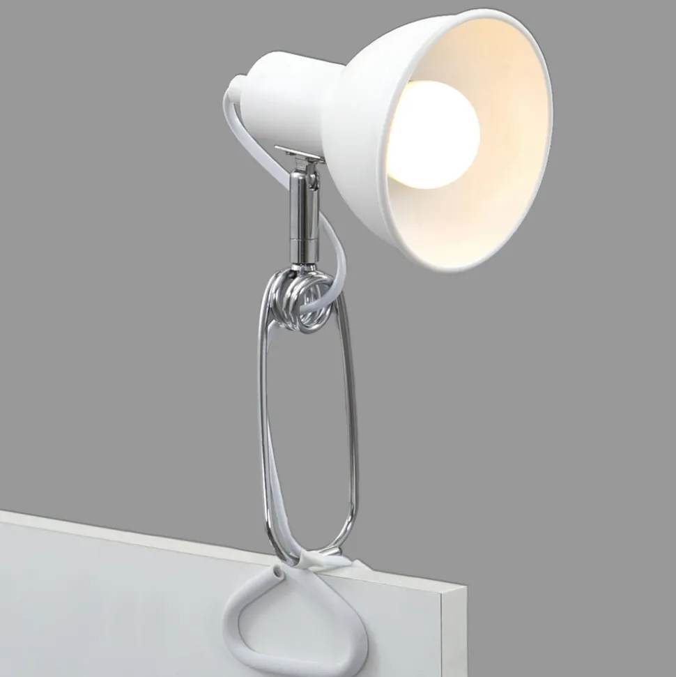 Fix-klemmelampe, metallskjerm, hvit