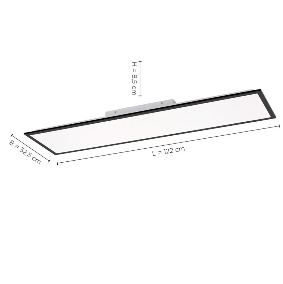 Flat LED-monteringspanel CCT, svart, 119 x 29 cm