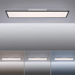 Flat LED-monteringspanel CCT, svart, 119 x 29 cm