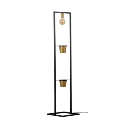 Flores gulvlampe, 1 lyskilde, svart/gull, stål