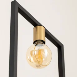 Flores gulvlampe, 1 lyskilde, svart/gull, stål