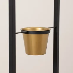 Flores gulvlampe, 1 lyskilde, svart/gull, stål