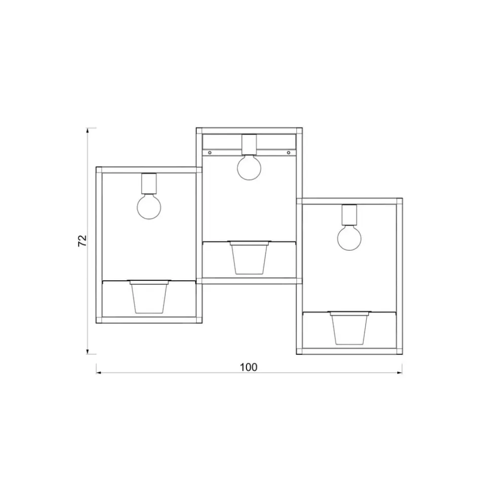 Flores vegglampe, 3 lyskilder, svart/gull, med støpsel