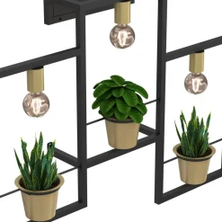 Flores vegglampe, 3 lyskilder, svart/gull, med støpsel