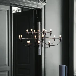 FLOS 2097/18 LED-lysekrone, frostet, krom