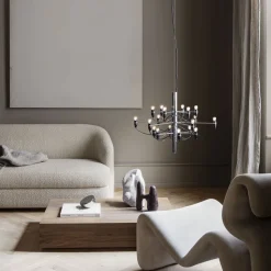 FLOS 2097/18 LED-lysekrone, frostet, krom