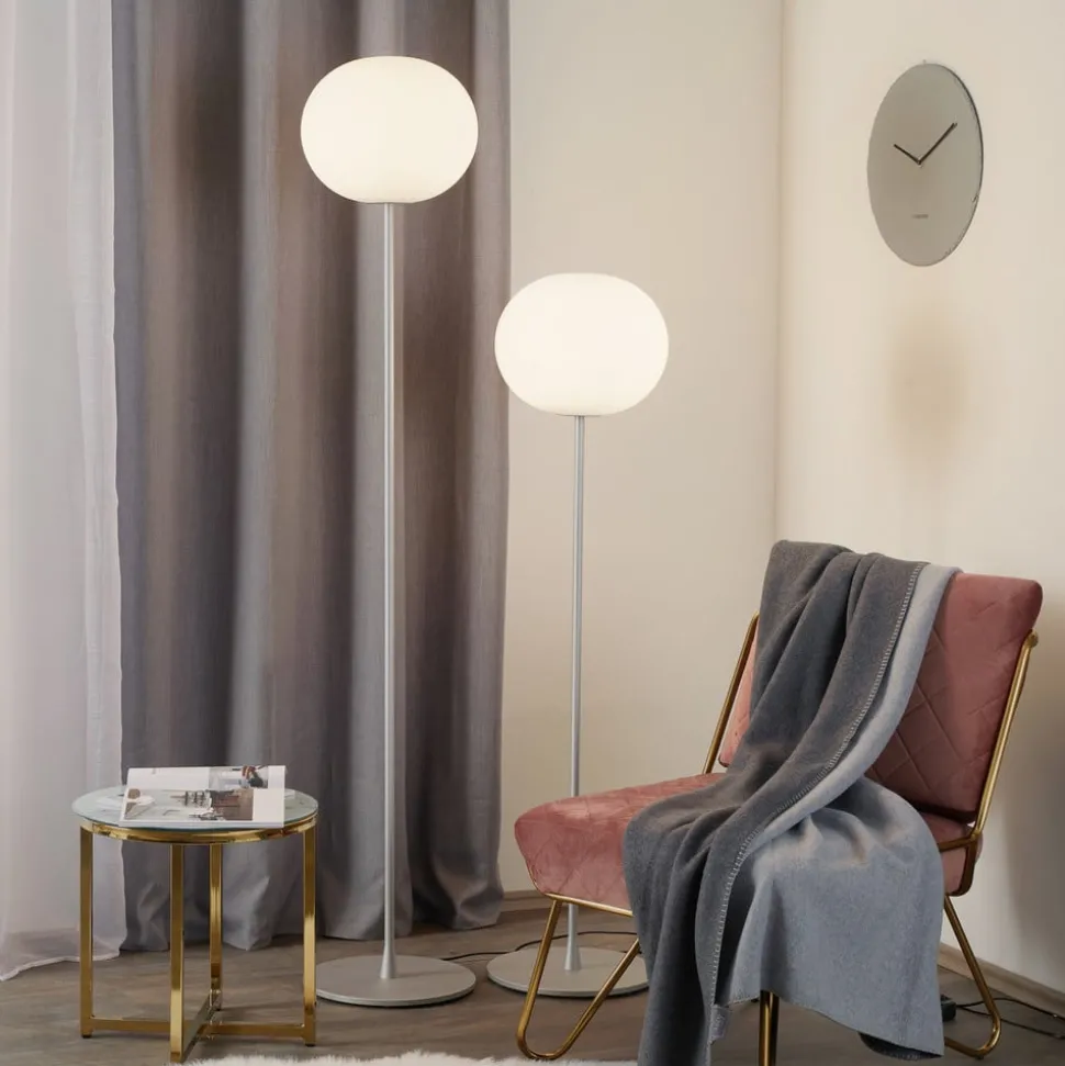 FLOS Glo-Ball Floor 1 gulvlampe, matt sølv