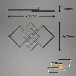 Frame LED-taklampe, gull, dimbar, 4 lyskilder