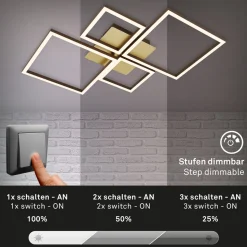 Frame LED-taklampe, gull, dimbar, 4 lyskilder