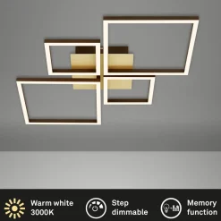 Frame LED-taklampe, gull, dimbar, 4 lyskilder