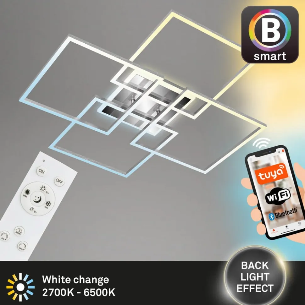 Frame S LED-taklampe, 72,4 x 72,4 cm, aluminium