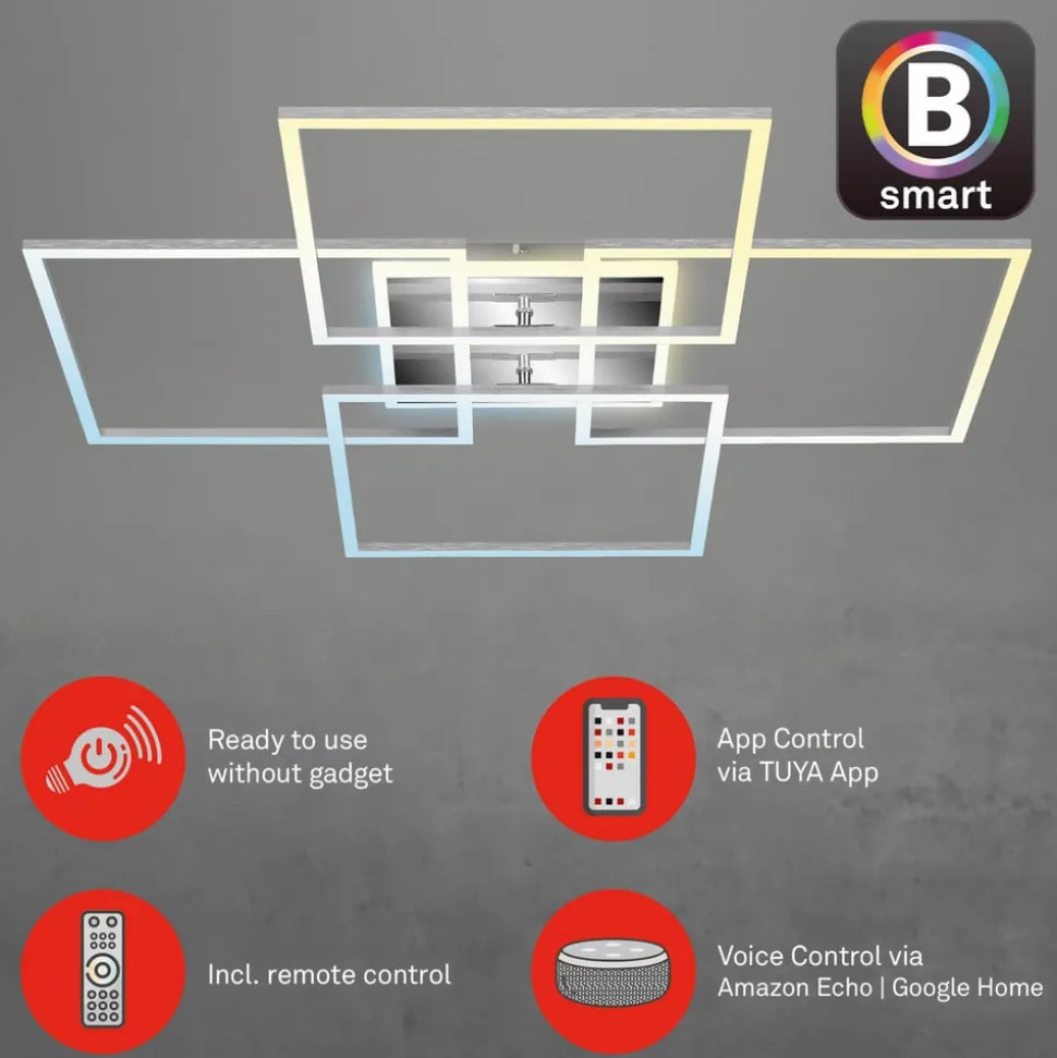 Frame S LED-taklampe, 72,4 x 72,4 cm, aluminium