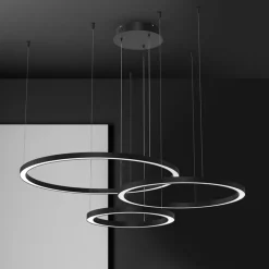 Galaxia LED hengelampe, plast, svart, 3-lys, 85 W