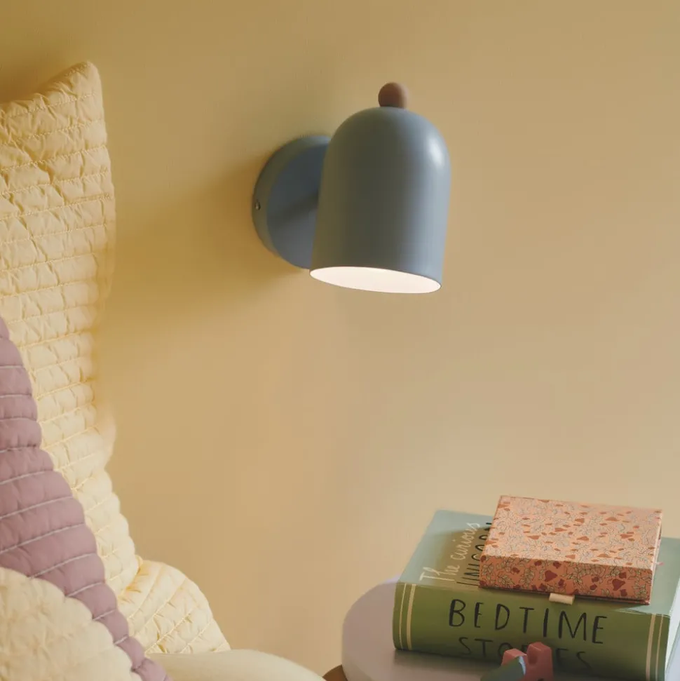 Gaston vegglampe med kabel og støpsel, metall, blå