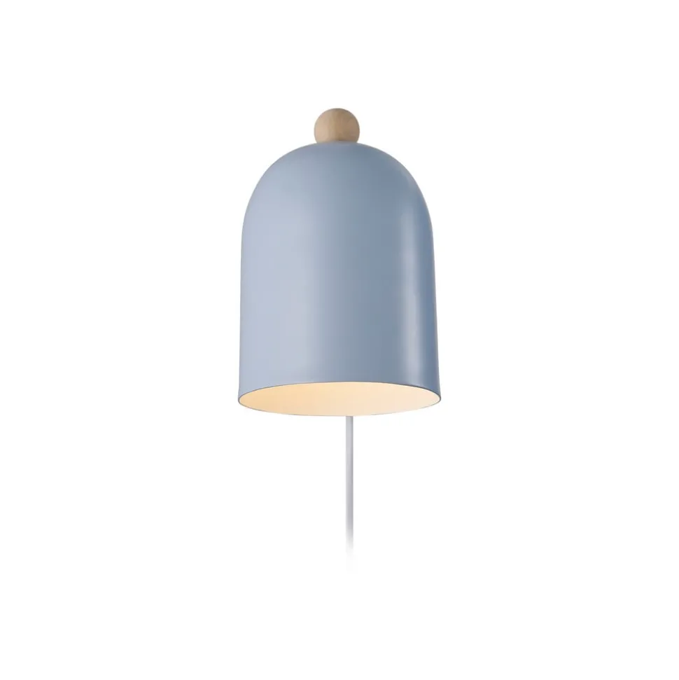 Gaston vegglampe med kabel og støpsel, metall, blå