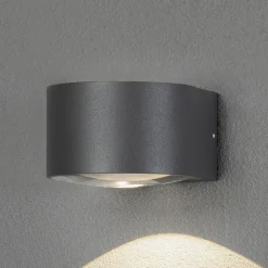 Gela utendørs LED-vegglampe, stråler ned, grå