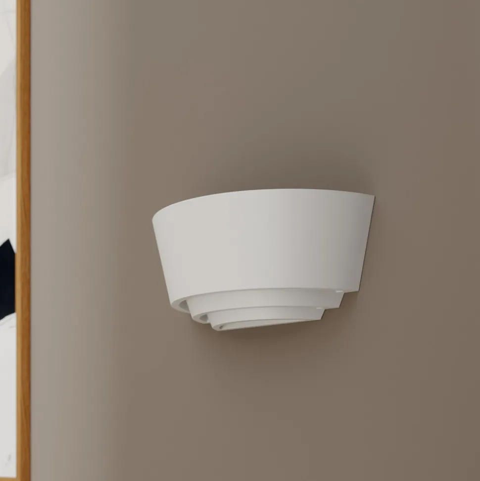 Gipsvegglampe Azriel, hvit halvrund, tre trinn