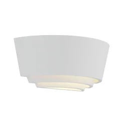 Gipsvegglampe Azriel, hvit halvrund, tre trinn